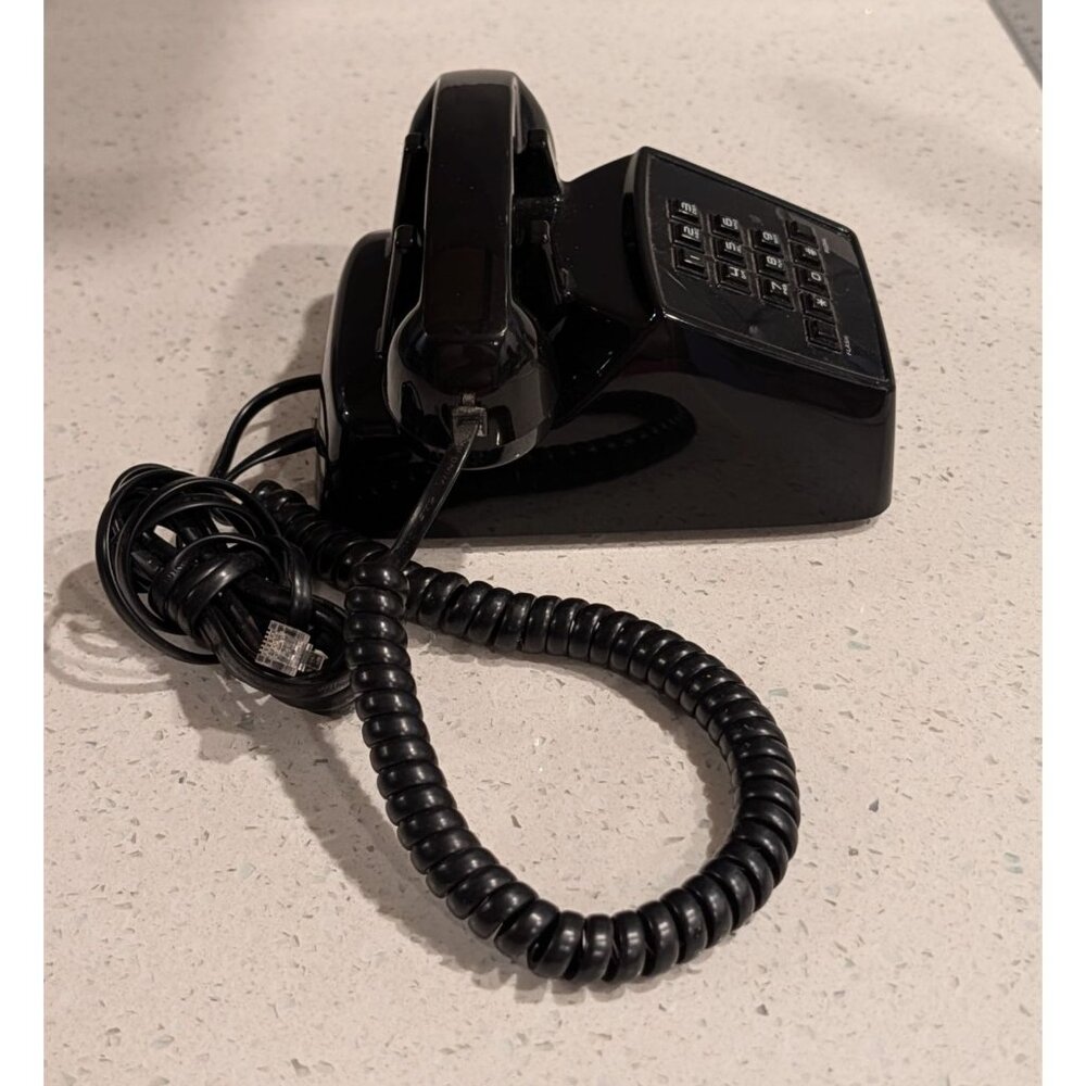 Mini Phone black corded Polyconcept Dial Pad Flash/Redial push button landline - Picture 12 of 16